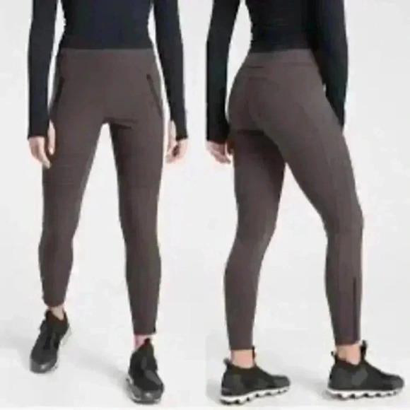 Athleta Pants - Athleta Women’s Headlands Hybrid Moto Tight Zipper Pockets Taupe Size 6